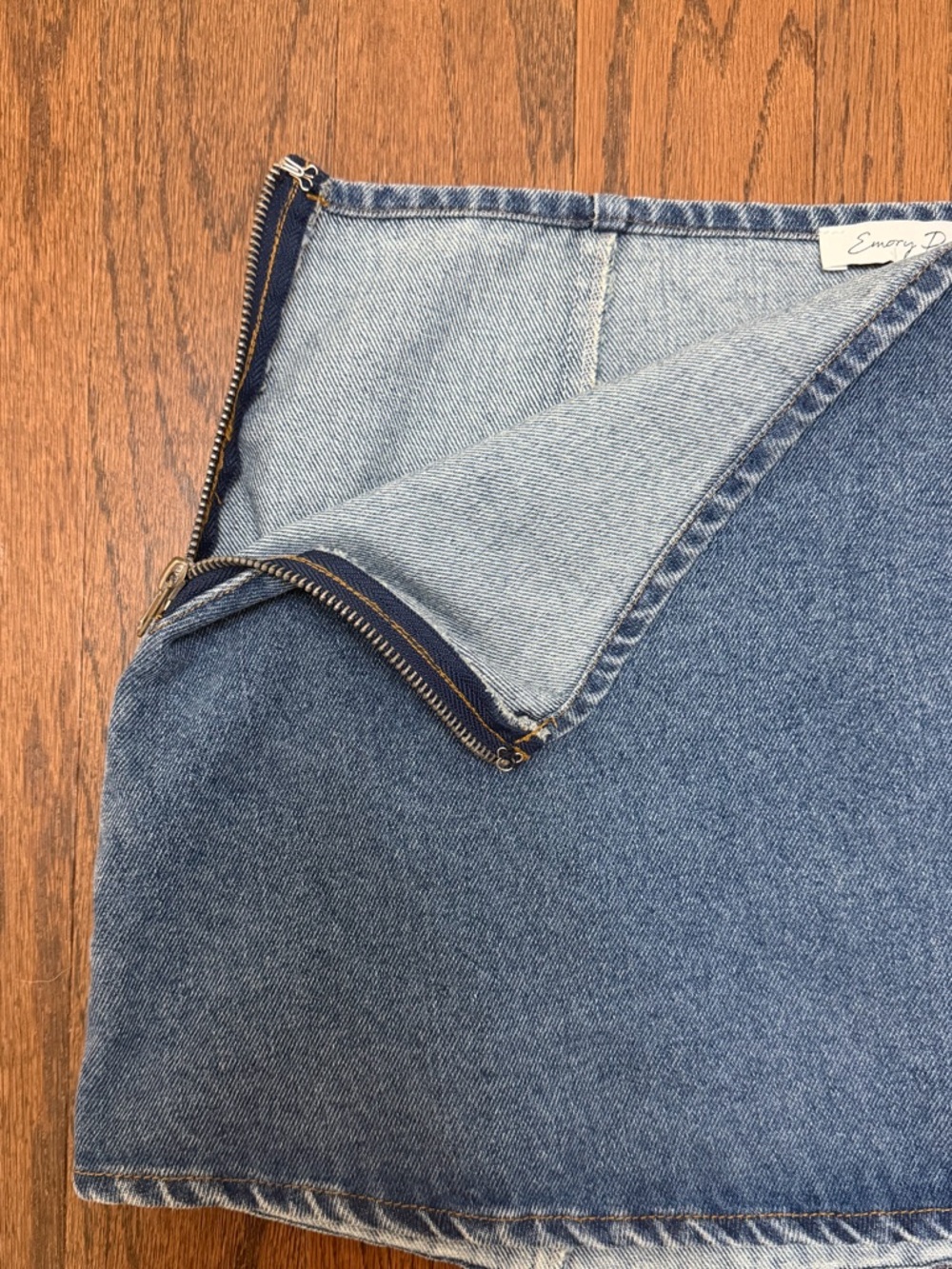 Emory Park Blue Denim Mini Skirt with Side Bow Wrap - Picture 5 of 8